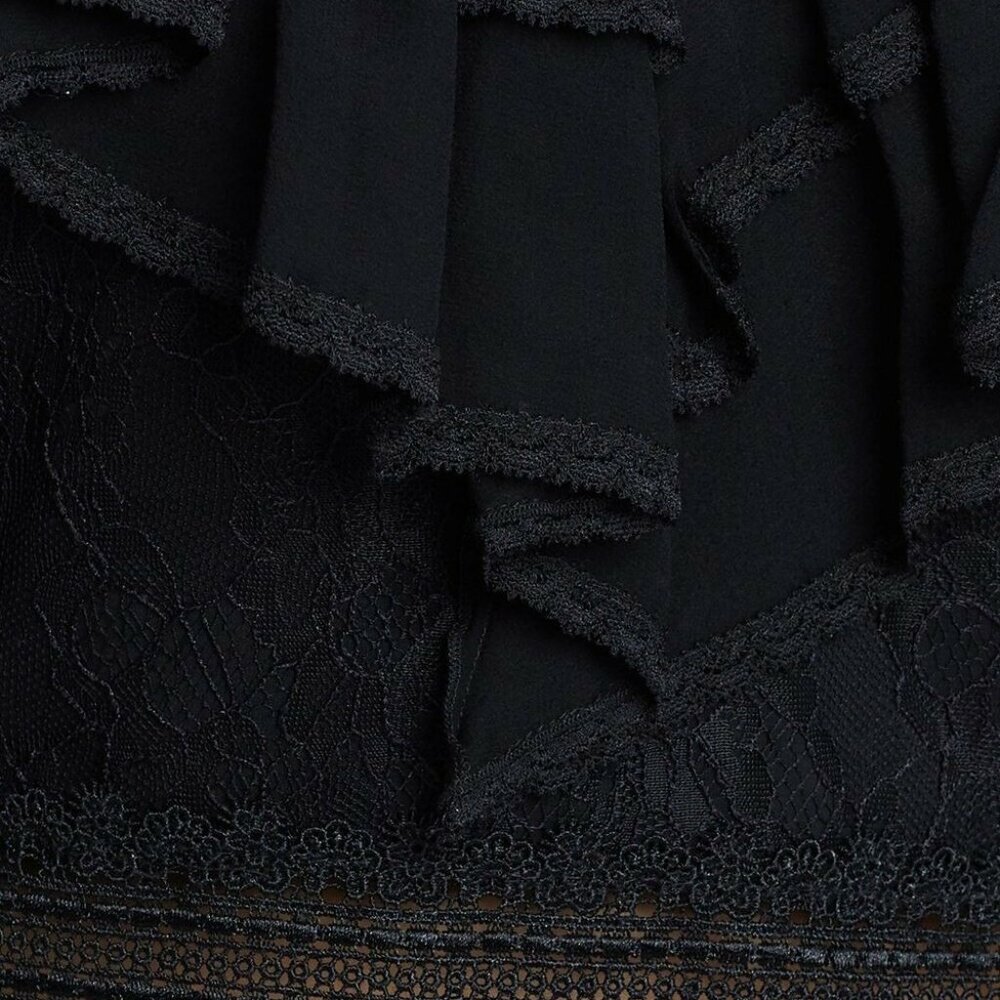 ALICE + OLIVIA Clea Ruffle Sheer Lace Tiered Dress - Picture 8 of 12